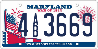MD license plate 4AB3669
