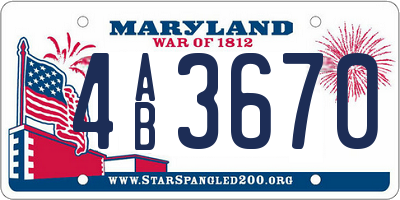 MD license plate 4AB3670