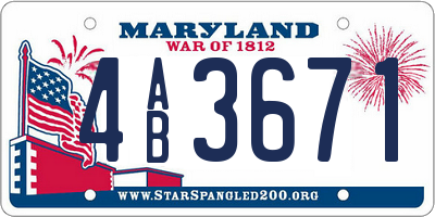 MD license plate 4AB3671