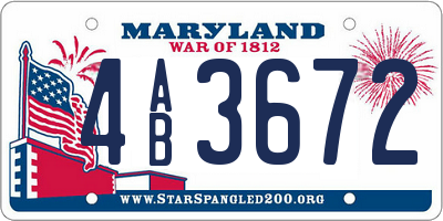 MD license plate 4AB3672