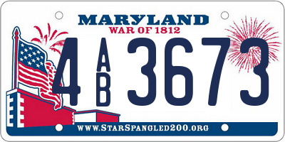 MD license plate 4AB3673
