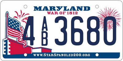 MD license plate 4AB3680