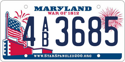 MD license plate 4AB3685