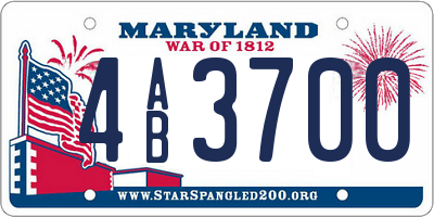 MD license plate 4AB3700