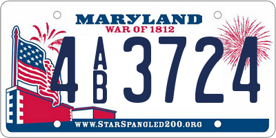MD license plate 4AB3724