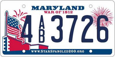 MD license plate 4AB3726