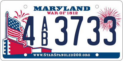 MD license plate 4AB3733