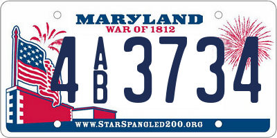 MD license plate 4AB3734