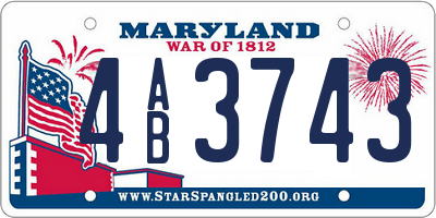 MD license plate 4AB3743