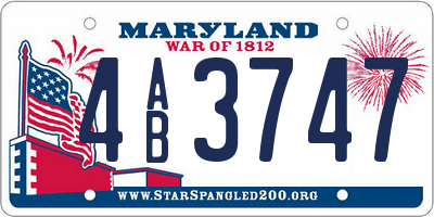 MD license plate 4AB3747