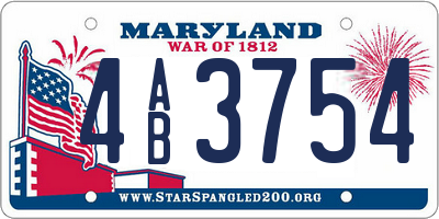 MD license plate 4AB3754