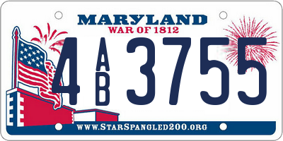 MD license plate 4AB3755