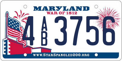 MD license plate 4AB3756