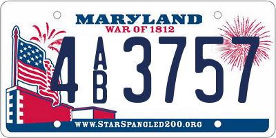 MD license plate 4AB3757