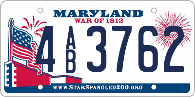 MD license plate 4AB3762