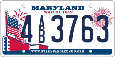MD license plate 4AB3763