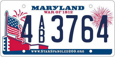 MD license plate 4AB3764