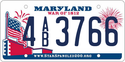 MD license plate 4AB3766