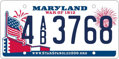 MD license plate 4AB3768