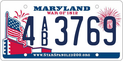 MD license plate 4AB3769