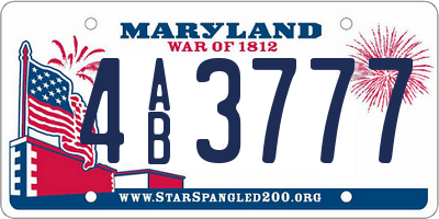 MD license plate 4AB3777