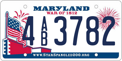 MD license plate 4AB3782