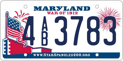 MD license plate 4AB3783