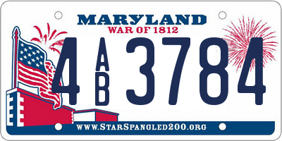 MD license plate 4AB3784