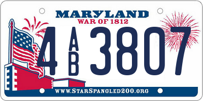 MD license plate 4AB3807
