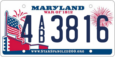 MD license plate 4AB3816