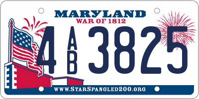 MD license plate 4AB3825
