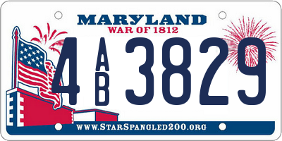 MD license plate 4AB3829