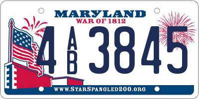 MD license plate 4AB3845