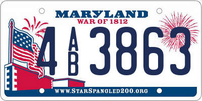 MD license plate 4AB3863