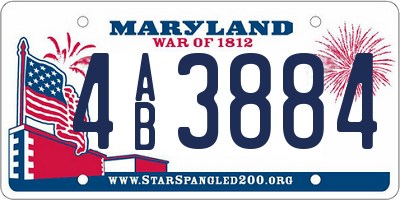 MD license plate 4AB3884