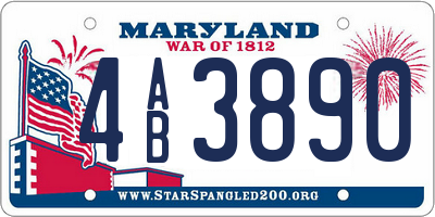 MD license plate 4AB3890