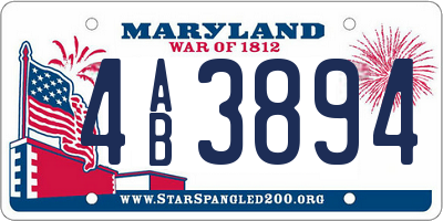 MD license plate 4AB3894