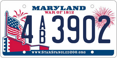 MD license plate 4AB3902