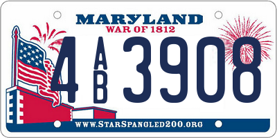 MD license plate 4AB3908