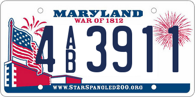 MD license plate 4AB3911