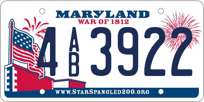 MD license plate 4AB3922
