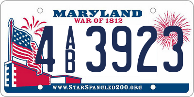 MD license plate 4AB3923