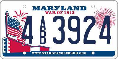 MD license plate 4AB3924