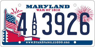 MD license plate 4AB3926