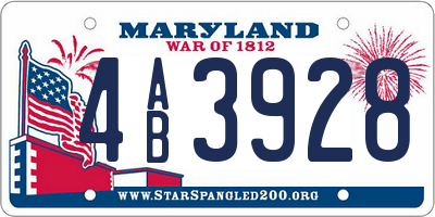 MD license plate 4AB3928