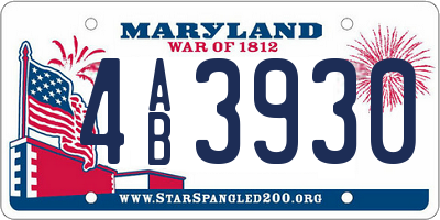 MD license plate 4AB3930