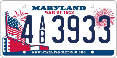 MD license plate 4AB3933