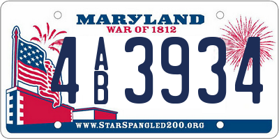 MD license plate 4AB3934