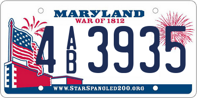 MD license plate 4AB3935