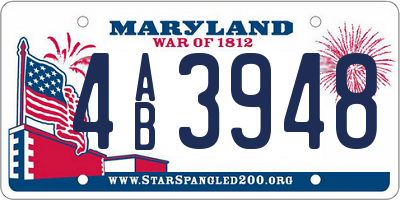 MD license plate 4AB3948